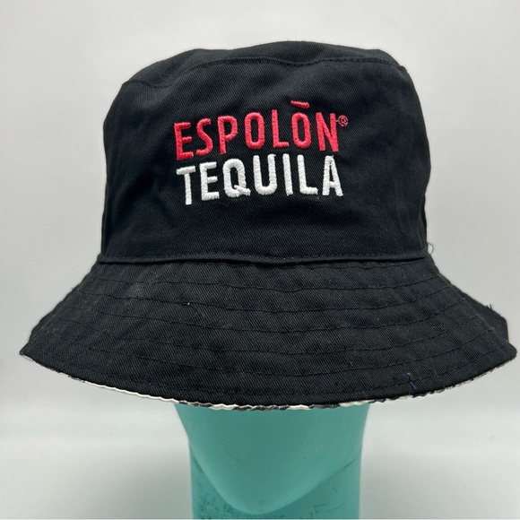 Espolon Tequila Reversible Black Bucket Hat Skeletons Graphic All Over Print - Picture 12 of 15